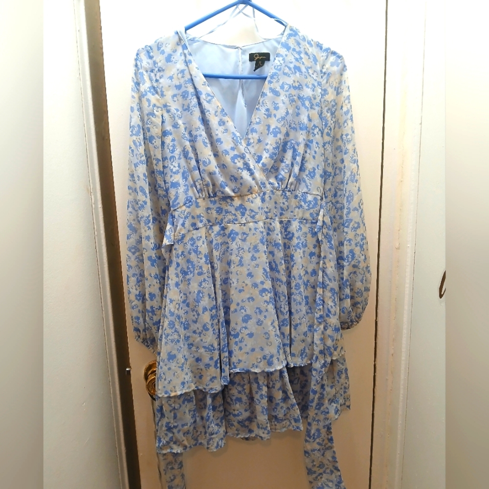 Floral Blue and White Dress